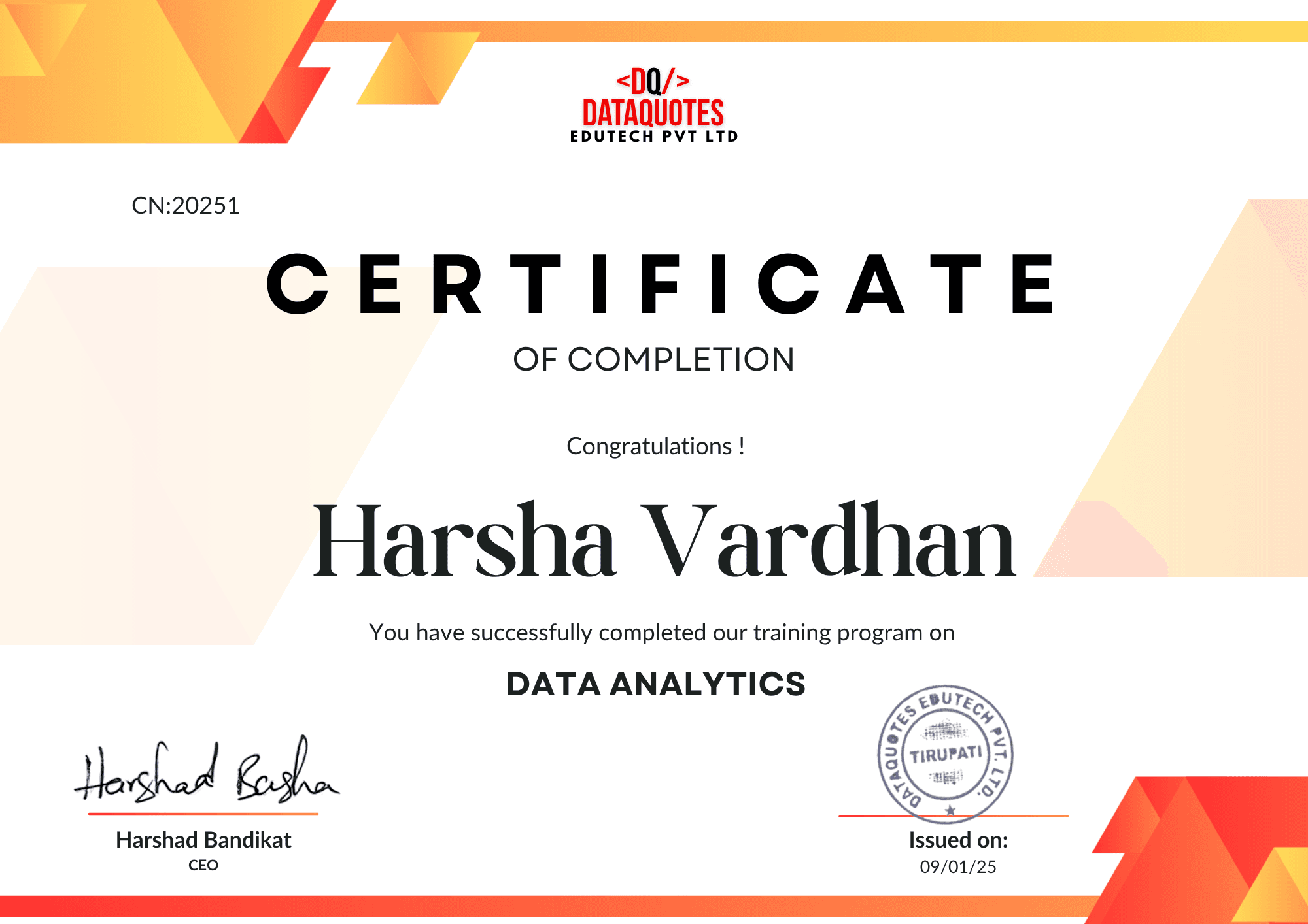 Course certificate preview